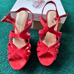 Jessica Simpson Red Suede Wedges.